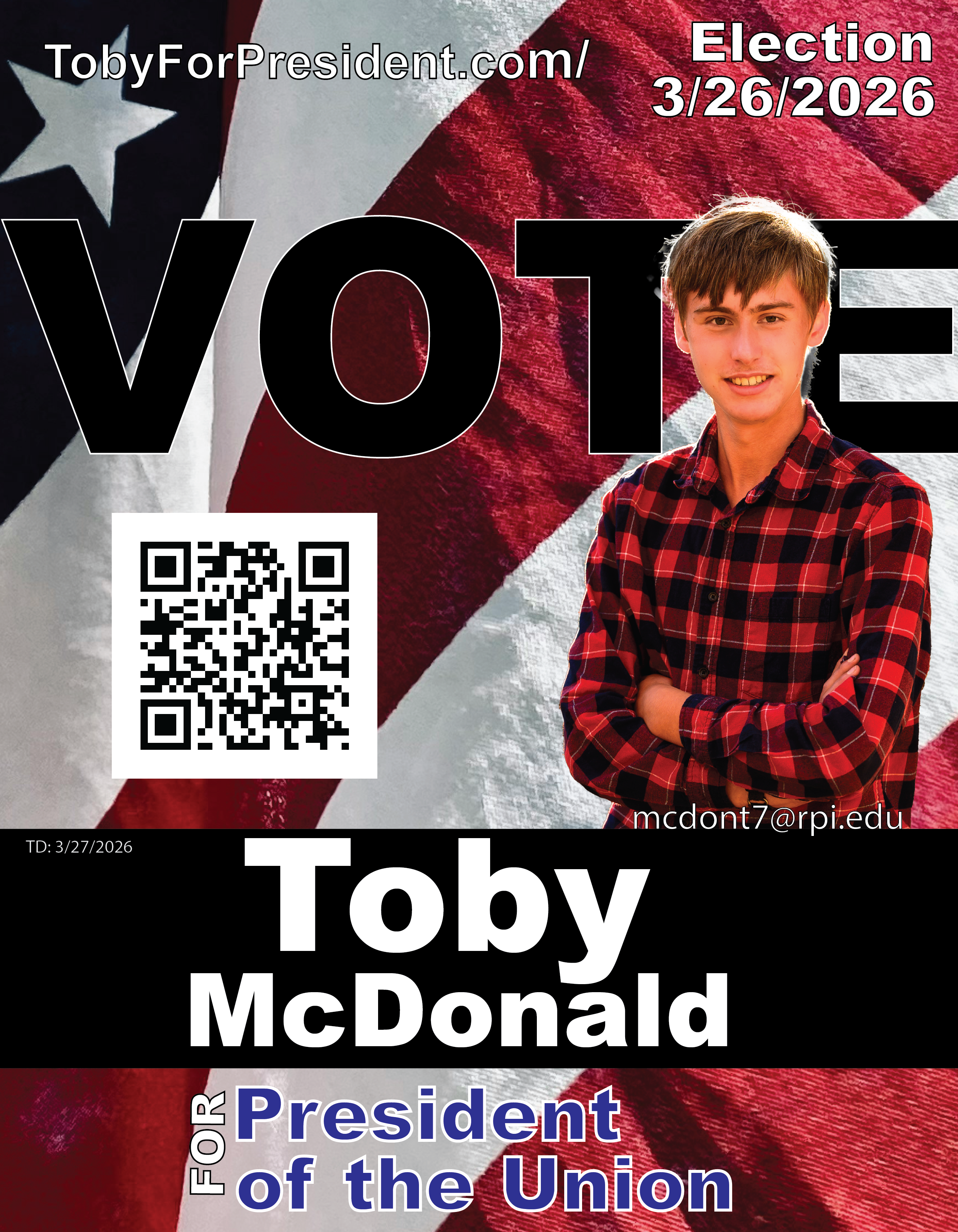 Campaign poster for Toby McDonald